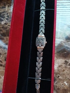NWOT Vintage Persona Marcasite Hidden Face Watch